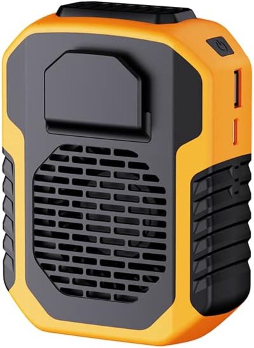 VHV - Tailleventilator met clip - 6000mAh USB oplaadbaar, 6200RPM oranje model met powerbankfunctie voor werk en camping