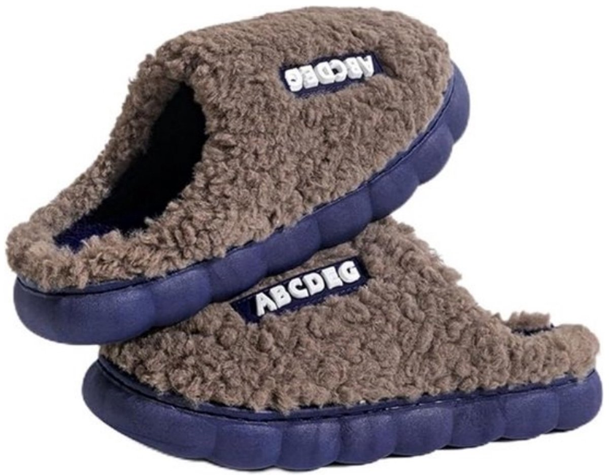 Pantoffels Dames-Pantoffels Heren-Pluche traagschuim pantoffels-Warm en antislip-bruin-40/41