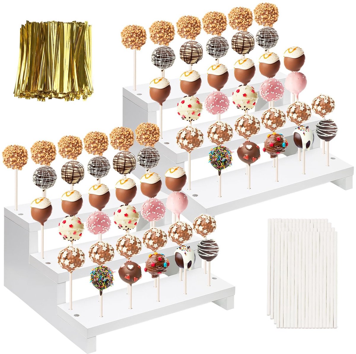 Livia home - Cake Popstandaard - Lollipop houders - Elegante presentatie - Wit - Verkoopstandaard - Perfect voor bruiloften en verjaardagsfeesten - 33