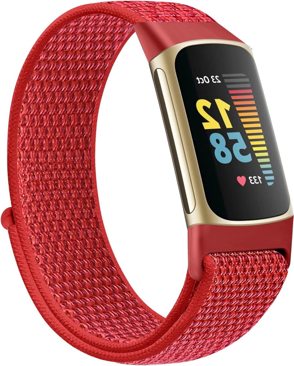Verstelbare en Ademend Nylon Sportband voor Fitbit Charge 5 - Vervangende Polsband voor Fitness Tracker voor Dames en Heren