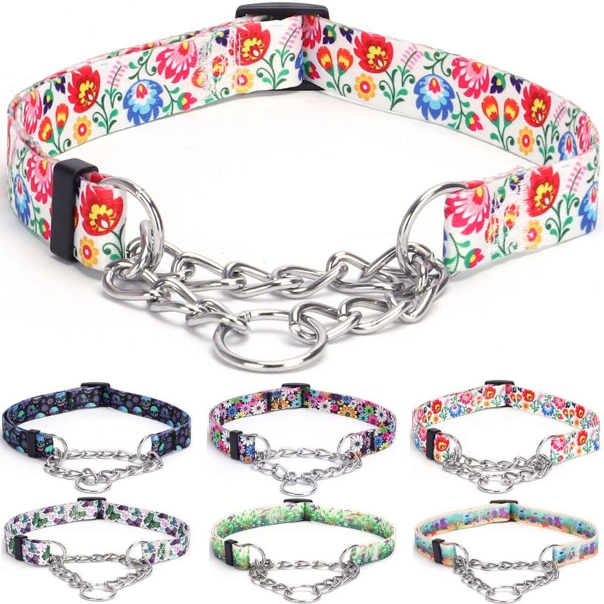 Jhubersproducts - Martingale Halsband - Anti-trek Halsband - Roestvrijstalen Ketting - Wit - Trainingshalsband - Perfect voor Honden - Geschikt voor K