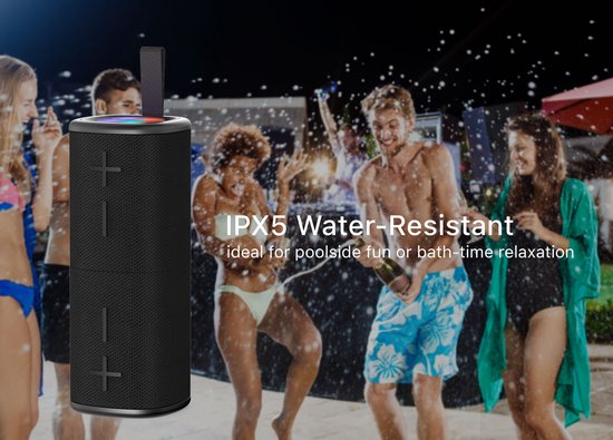 Musthavz 2-in-1 True Wireless Stereo Bluetooth 5.3 Speaker - 2x10W Draadloze Muziekbox - IPX5 Waterbestendig - 2.000 mAh Batterij - Zwart van Merkloos — afbeelding 4