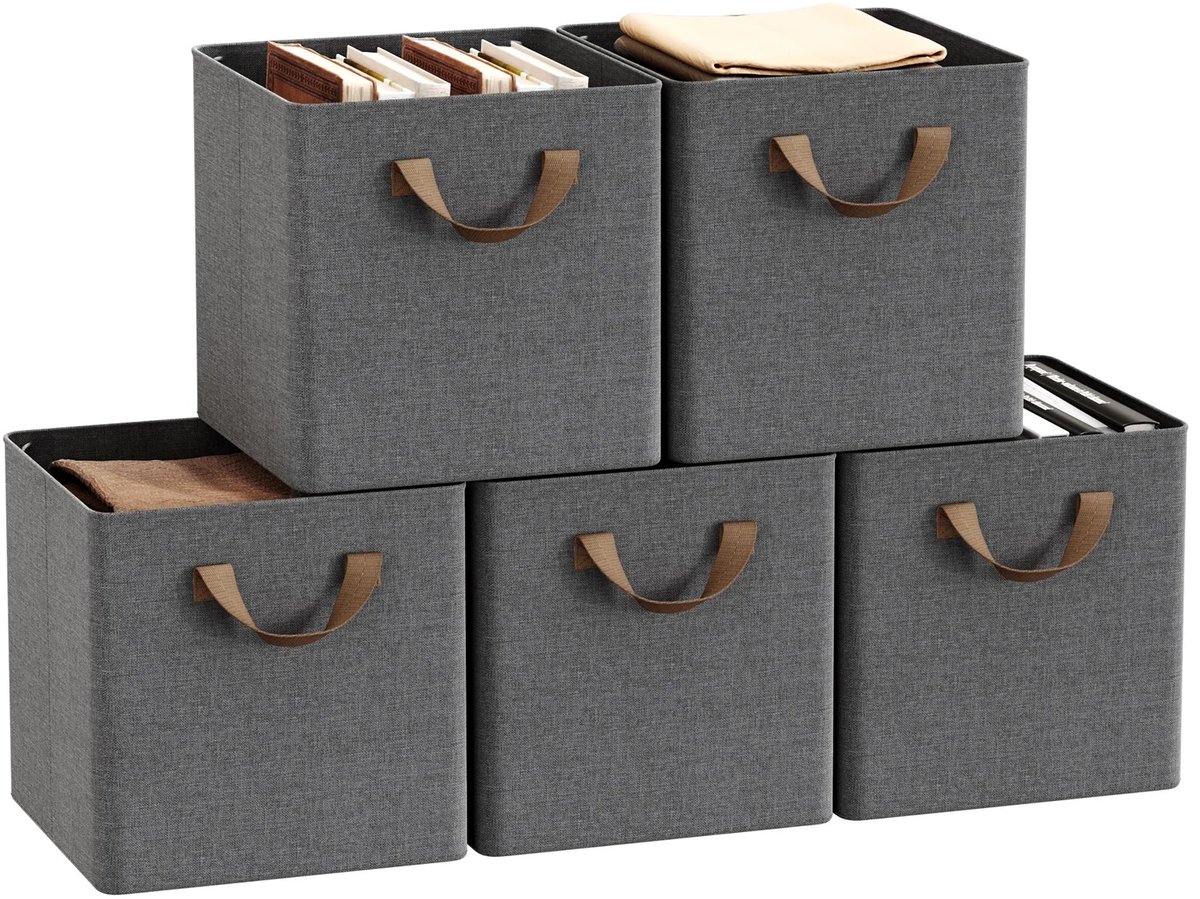 Opbergdozen - uJOY - Opvouwbaar ontwerp - Set van 5 - Stevig metalen frame - Praktische handgrepen - Lichtgewicht en flexibel