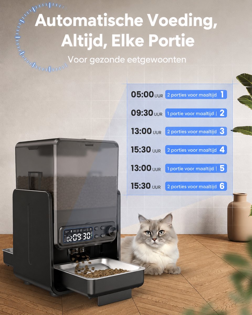 Pelor Smart Automatische Kattenvoeder 5L met App - afbeelding 2