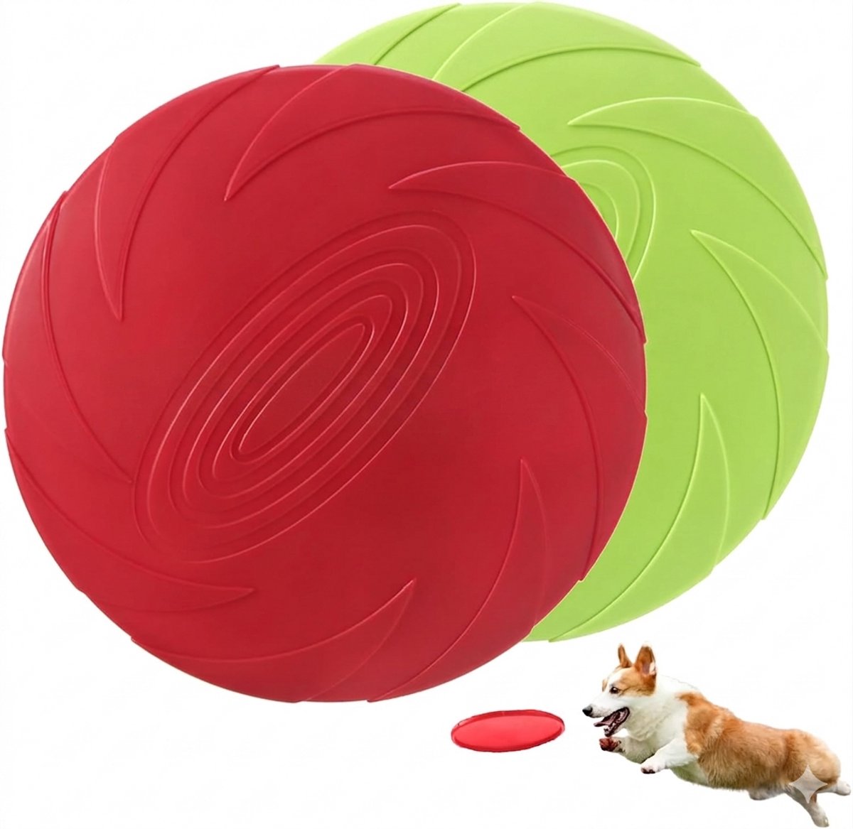 Frisbee Hond - Frisbee voor Honden - Zacht & Drijvend - Hondenspeelgoed - Frisbees - Zomer - Buitenspeelgoed - Voor alle Honden - Speelgoed voor Huisdieren - Huisdier Frisbee - Puppy Trainingsschijf - Rood en Groen - 2 Stuks - van Imperatoris