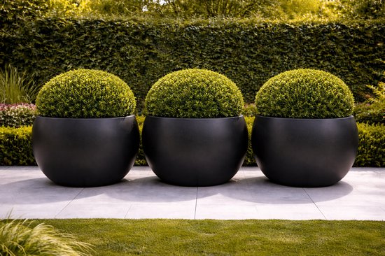 fiberstone bloembak rond 80 cm zwart