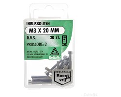 Deltafix inbusbout cilinderkop r.v.s. a2 m3 x 20 mm din 912 20 st.