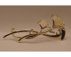 Haarklem bladeren met ceme steen in de kleur goud - metalen haarklip bladeren - haarklem groot - leuke bladeren haarklemmen - cadeau tip dames, meisjes, vrouwen - grote haarklauwen modern - haarklauw voor knot - haarknot speld - haarknot klem
