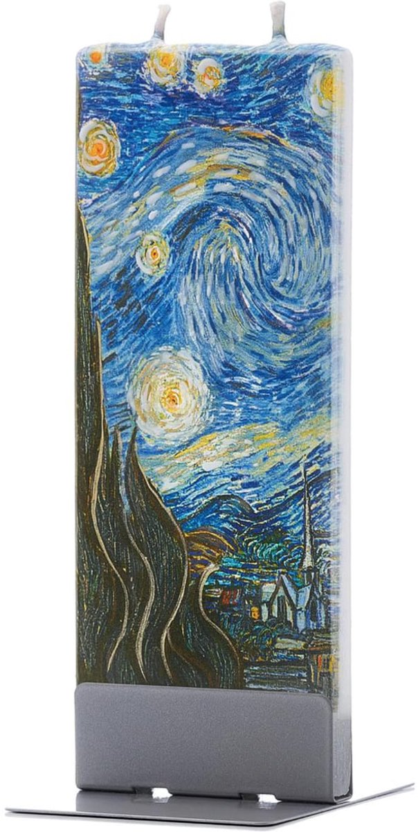 Sterrennacht - Vincent van Gogh | FLATYZ platte kaars – uniek handbeschilderd cadeau