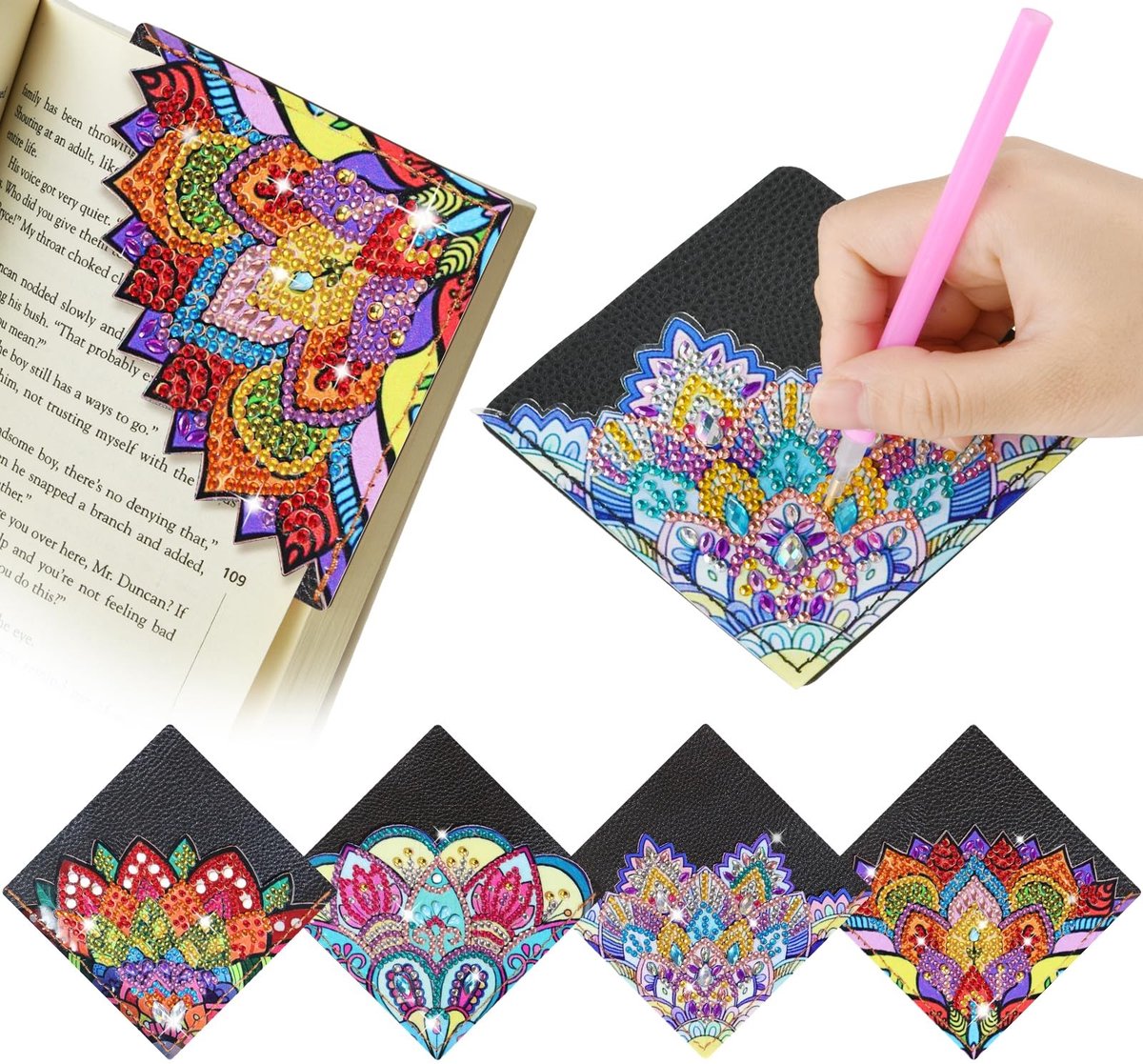 Jhubersproducts - Diamantkunst Bladwijzers - 5D Doe-Het-Zelf Set - Unieke Creatieve Hobby - Kleurige Edelstenen - Perfect voor Boekenliefhebbers - Inc
