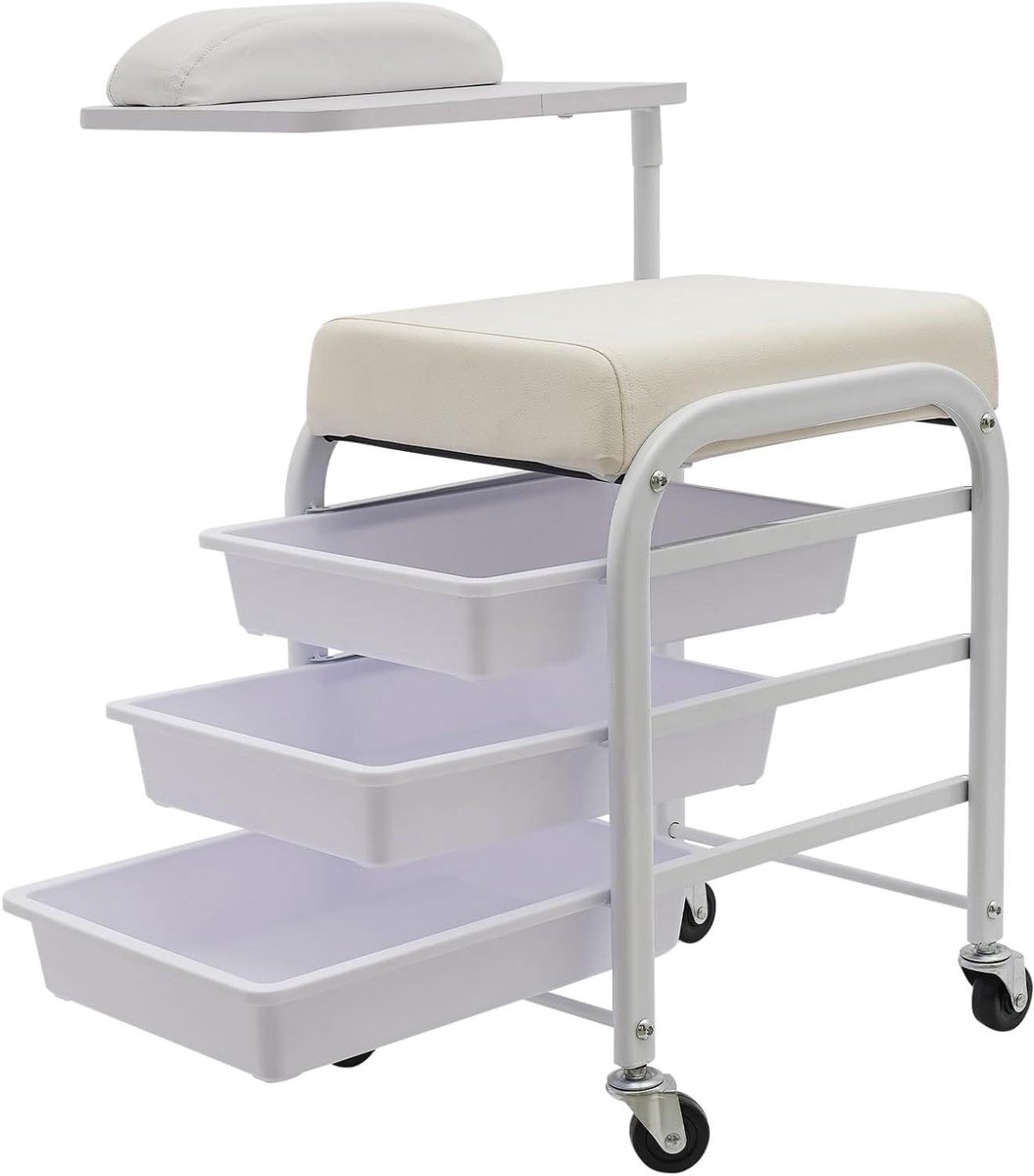 Manicurewagen - Spa Trolley - Nagelstyling Opslag - Met 4 Wielen - 30x38x50 cm - Wit