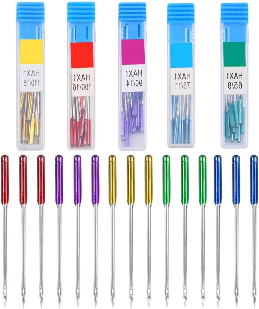 Naaimachinenaalden Set - Universele naalden - Stoffen Naaien - Kleurgecodeerd Systeem - 60 Stuks - Multicolor