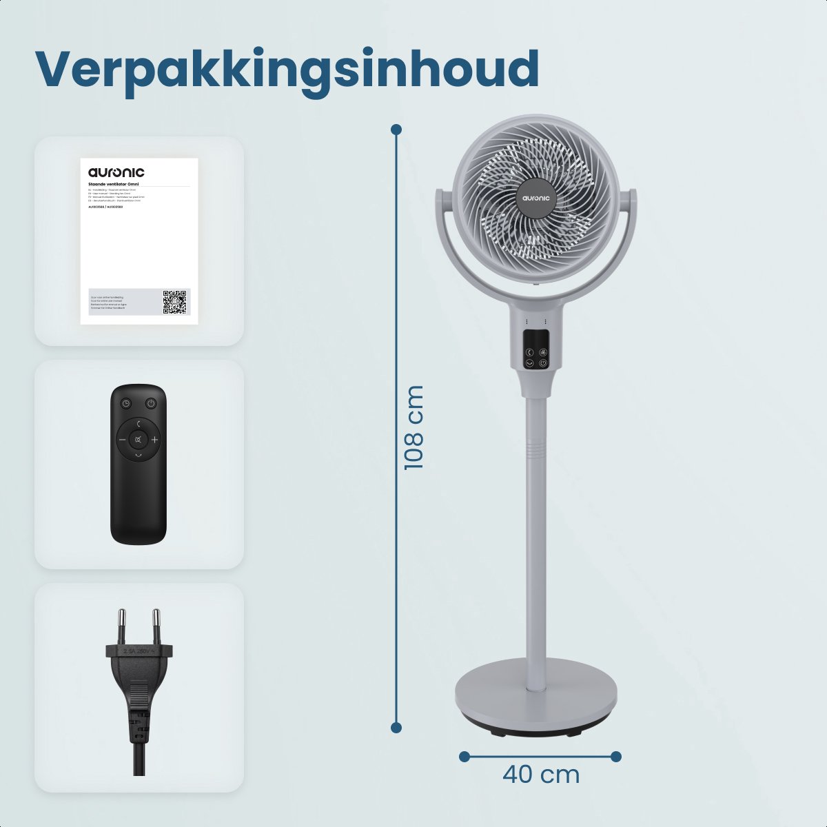 Auronic Statiefventilator - 2-in-1 tafel/vloer met timer thumbnail 5