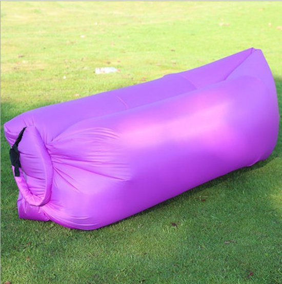 1x Opblaasbare Air Lounger - Draagbare Lazy Sofa, Zitzak en Luchtbed - Perfect voor Camping, Festival, Strand, Tuin en Muziekfestival - Lichtgewicht Opblaasbare Bank met Draagtas-Paars van Merkloos — afbeelding 2