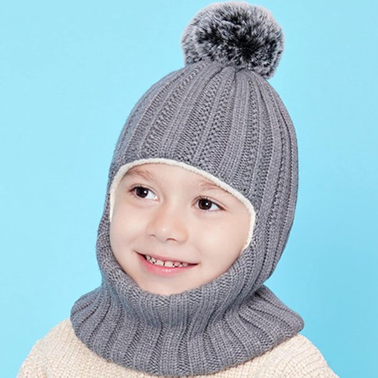 Baby winterset - Muts en sjaal - Warm blijven buiten - Met nekwarmer - One size - Grijs — afbeelding 3