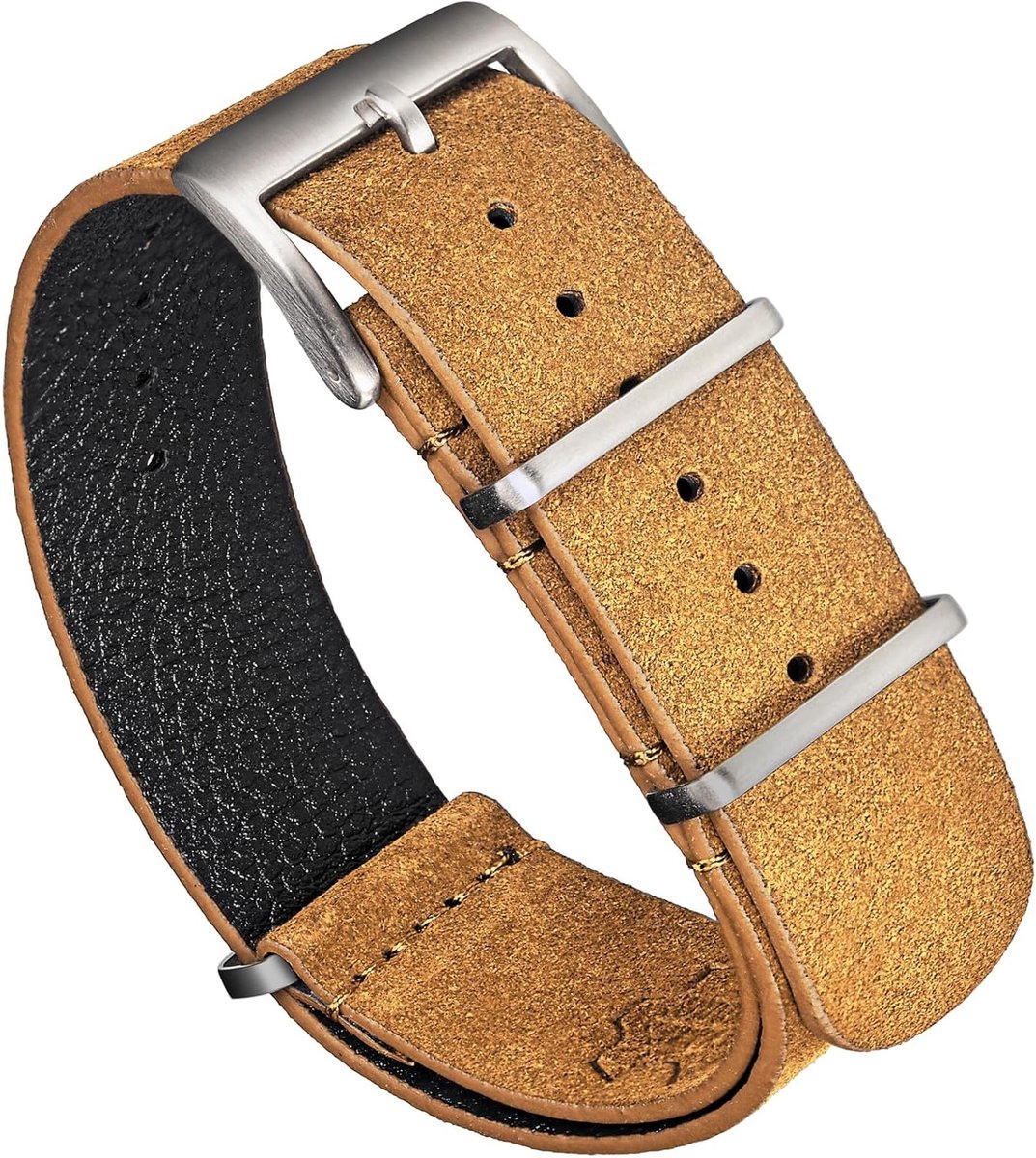 Stijlvolle Suede Horlogeband in Nato Zulu Stijl - Vintage Vervangband voor Militair Horloge - Geschikt voor 18, 20 en 22 mm, Voor Dames en Heren
