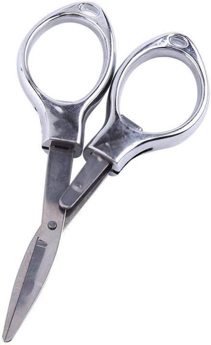 Opvouwbare Roestvrijstalen Knipschaar - Sleutelhanger - Reizen en School - Zilver .