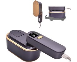 Reisstrijkijzer - Mini Strijkijzer - 3 Stoomniveaus - Stoom/Droogstrijken - 150 ML Groot Waterreservoir - Handstoomstrijkijzer - Draagbaar Strijkijzer - Automatische Uitschakeling - Extra Compact en Inklapbaar - Voor Thuis, Vakantie en Reizen - Grijs