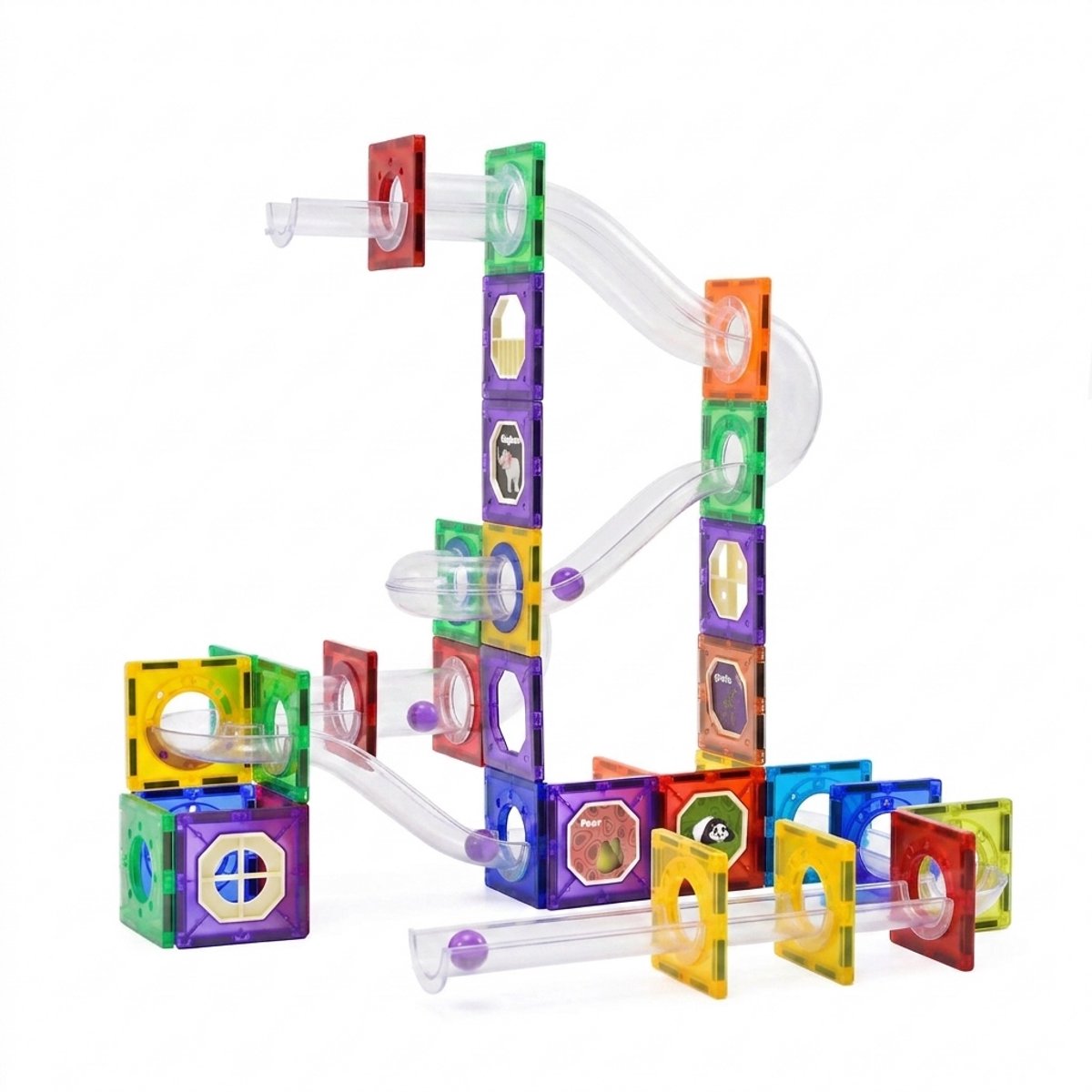 Magna Minds - Magnetic Tiles - Knikkerbaan - 150 stuks - Magnetisch Speelgoed - Constructie speelgoed - Magnetische tegels - Montessori speelgoed - Magnetic toys - Magnetische bouwstenen - Speelgoed Kinderen — afbeelding 7