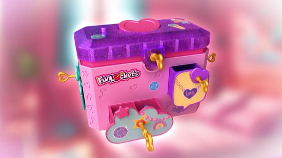 FUNLOCKETS Ma Boîte à Bijoux Secrète - Rose Violet Doré - Coffret Avec 20 Surprises, Charm Cristal Et Stickers, Dès 3 Ans