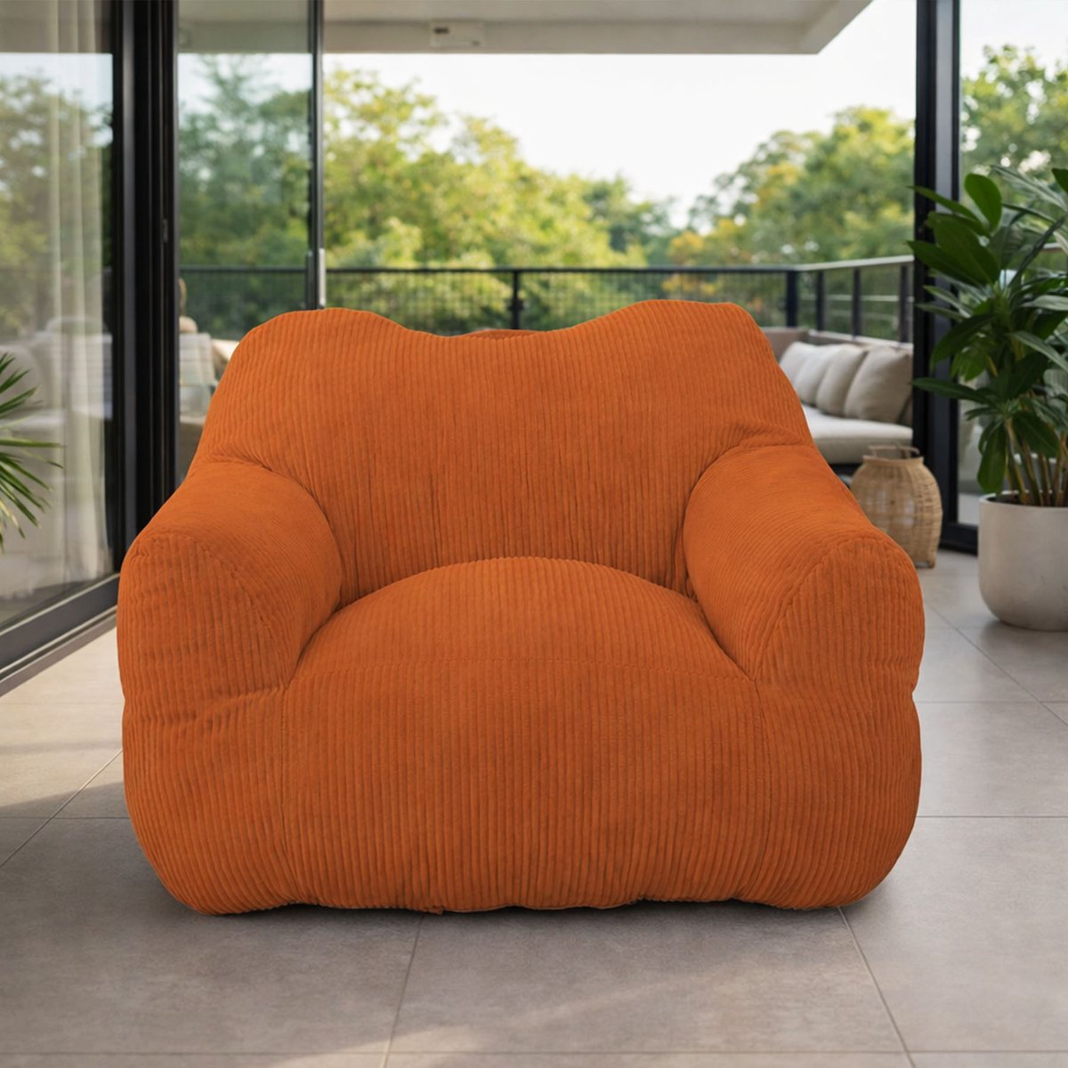 HomeMiYN Square Bean Bag Sofa – Oranje – Zachte Techstof – 180 kg Capaciteit – Gezellig & Modern – Perfect voor Woonkamer, Slaapkamer & Thuiswerkplek