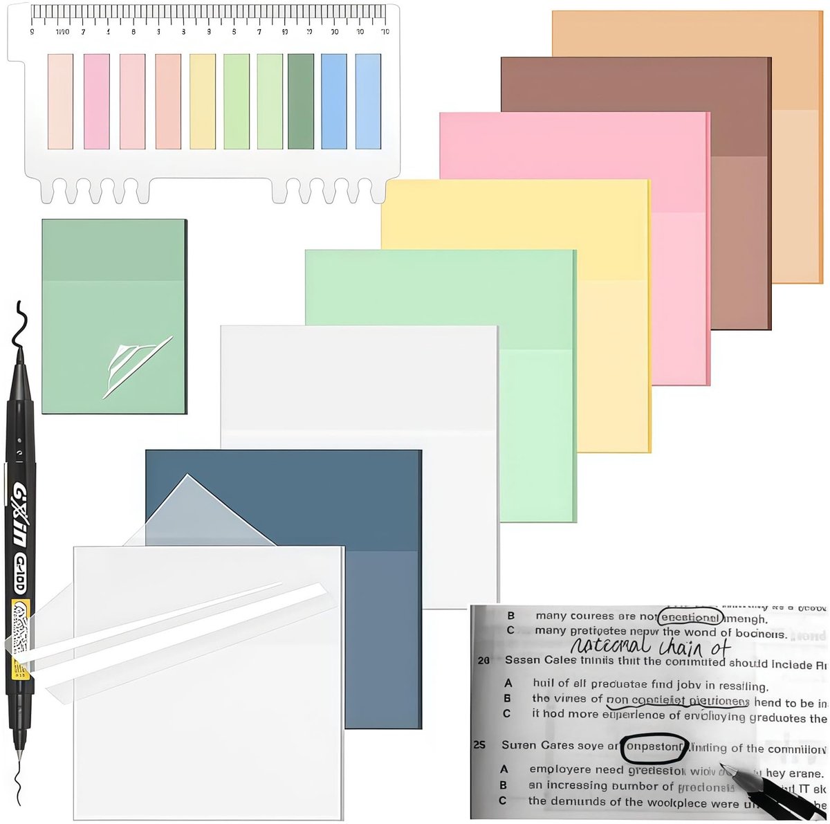 Dailygoods - Sticky Notes Transparent - Plakstrippen - Sterke Hechting - Heldere Plakbriefjes - Waterafstotend - Memo's voor Studie - 10 stuks