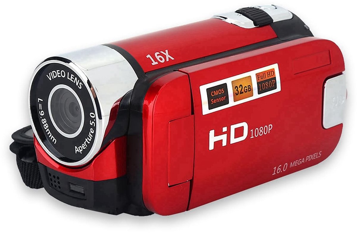 Dailygoods - Digitale videocamera - Full HD 1080P - 270° rotatie - Rood - High Definition - Geschikt voor thuisgebruik en reizen - Sugoyi