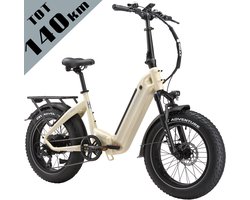TTGO F6 Bost Elektrische Fiets–48V 18Ah Lithium Accu–Actieradius tot 140 km–Opvouwbaar –20×4.0 inch Fatbike Banden – Hydraulische Schijfremmen –Aluminium Frame –48V 250W Achterwielmotor–Verende Voorvork met Lock-out – Elektrische Stadsfiets– Parelwit