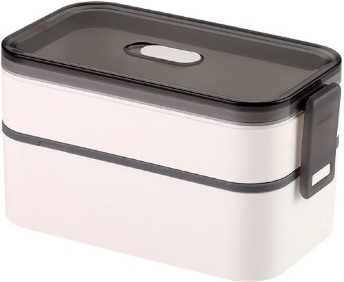 Lunchbox, geschikt voor magnetron en vaatwasser, lekvrij, wit, dubbellaags