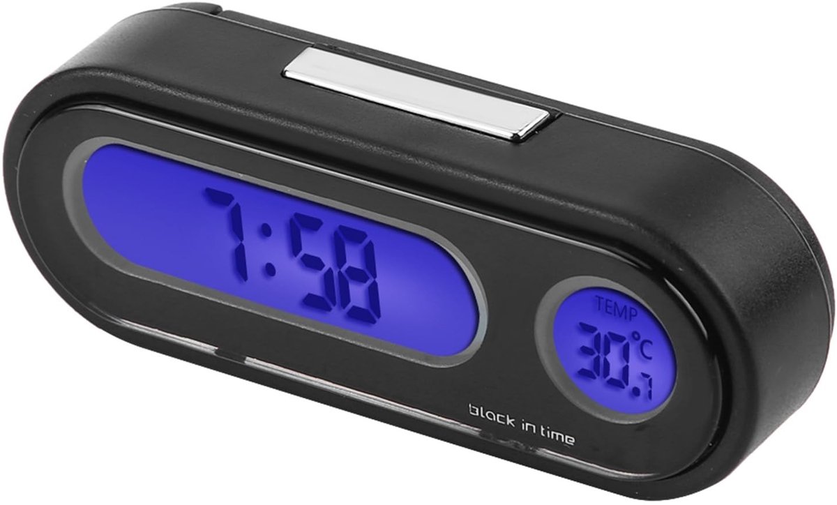Dailygoods - Digitale Klok en Thermometer - LED Achtergrondverlichting - voor Auto - Nauwkeurige Weergave - Temperatuurmeting - Handig in gebruik - Co