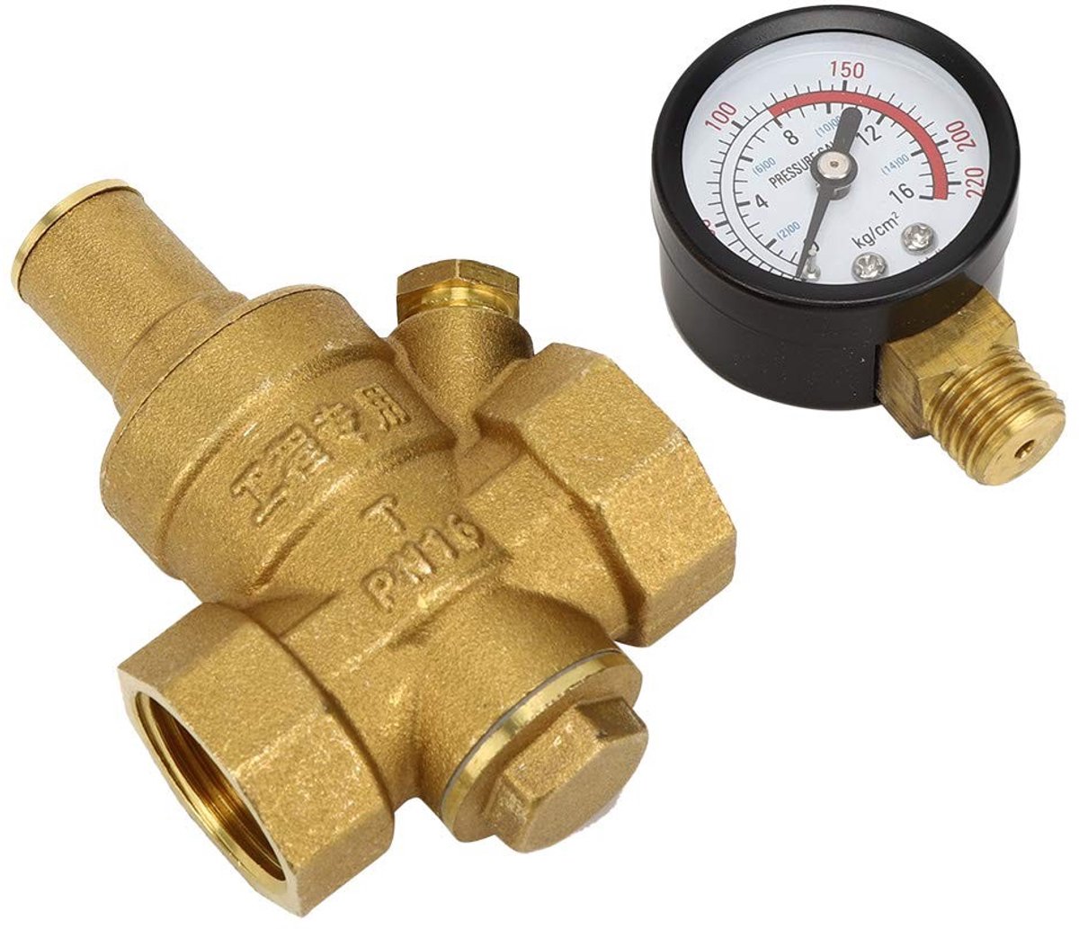 By shayne - Drukregelaar - Waterdrukregelaar - Verstelbaar - DN20 - Met manometer - Geschikt voor waterinstallaties - Koperkleurig