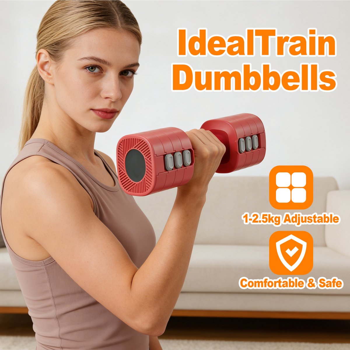 MettleMatic Verstelbare Halters Set - 5kg (2x2.5kg) - Gietijzeren Halters - Handgewichtenset voor Krachttraining - Fitness - Antislip thumbnail 4