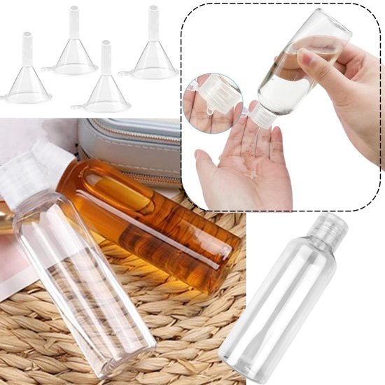 Dailygoody - Reisflessen - Cosmetische containers - Transparant - Flessen voor shampoo - 10 stuks 100 ml - Geschikt voor alle leeftijden - Helder — afbeelding 3