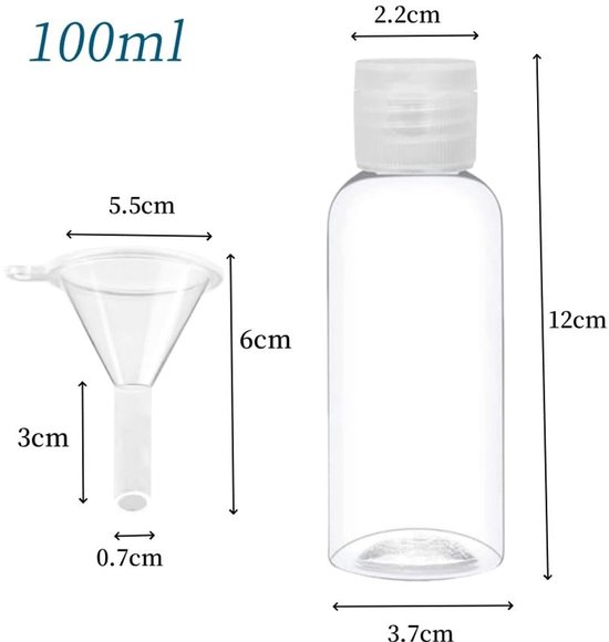 Dailygoody - Reisflessen - Cosmetische containers - Transparant - Flessen voor shampoo - 10 stuks 100 ml - Geschikt voor alle leeftijden - Helder — afbeelding 4