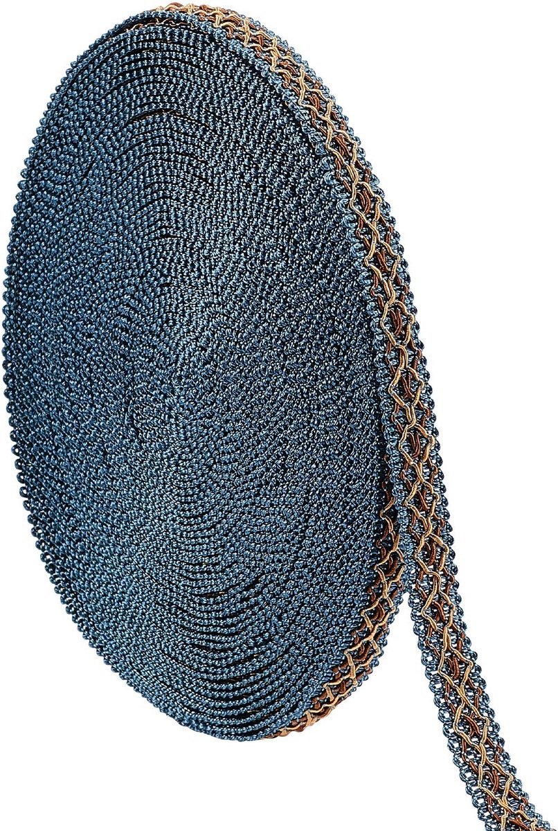 Smoakez - Gevlochten rand - Decoratie - Blauw - Polyester - Kussenriem - Perfect voor naaien en kostuums - 15 m lang