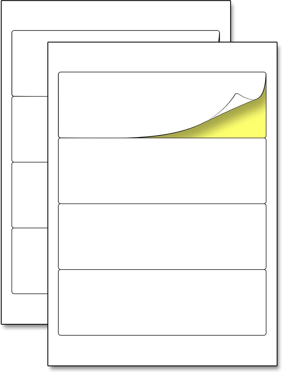 Livia home - A4 Zelfklevende Etiketten - Bedrukbaar - Witte Labels - 4 per Vel - Ideaal voor Ordners en Organisatie - 192 x 61 mm