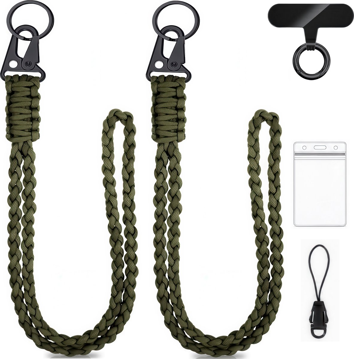 Paracord Heavy Duty Lanyard - Keycord Badgehouder - Musketonhaak Keykoord Sleutelhanger met Sleutelringen - Universeel Telefoonkoord/Telefoonketting - Koord Sleutels - Badge Houder - Telefoon/GSM Koord - Karabijnhaken Sleutelkoord - Pashouder Ketting