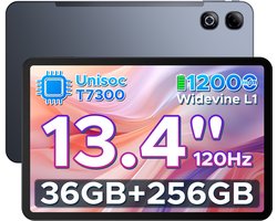 DOOGEE U13 Pro - Tablet - 36GB RAM (6+30GB) + 256GB ROM (2TB/TF) - 11000mAh/18W - 13,4 Inch FHD+ 120Hz IPS - Android 16 - T7300 - Dubbele luidsprekers - Wi-Fi 5 - Face ID - Bluetooth 5.4