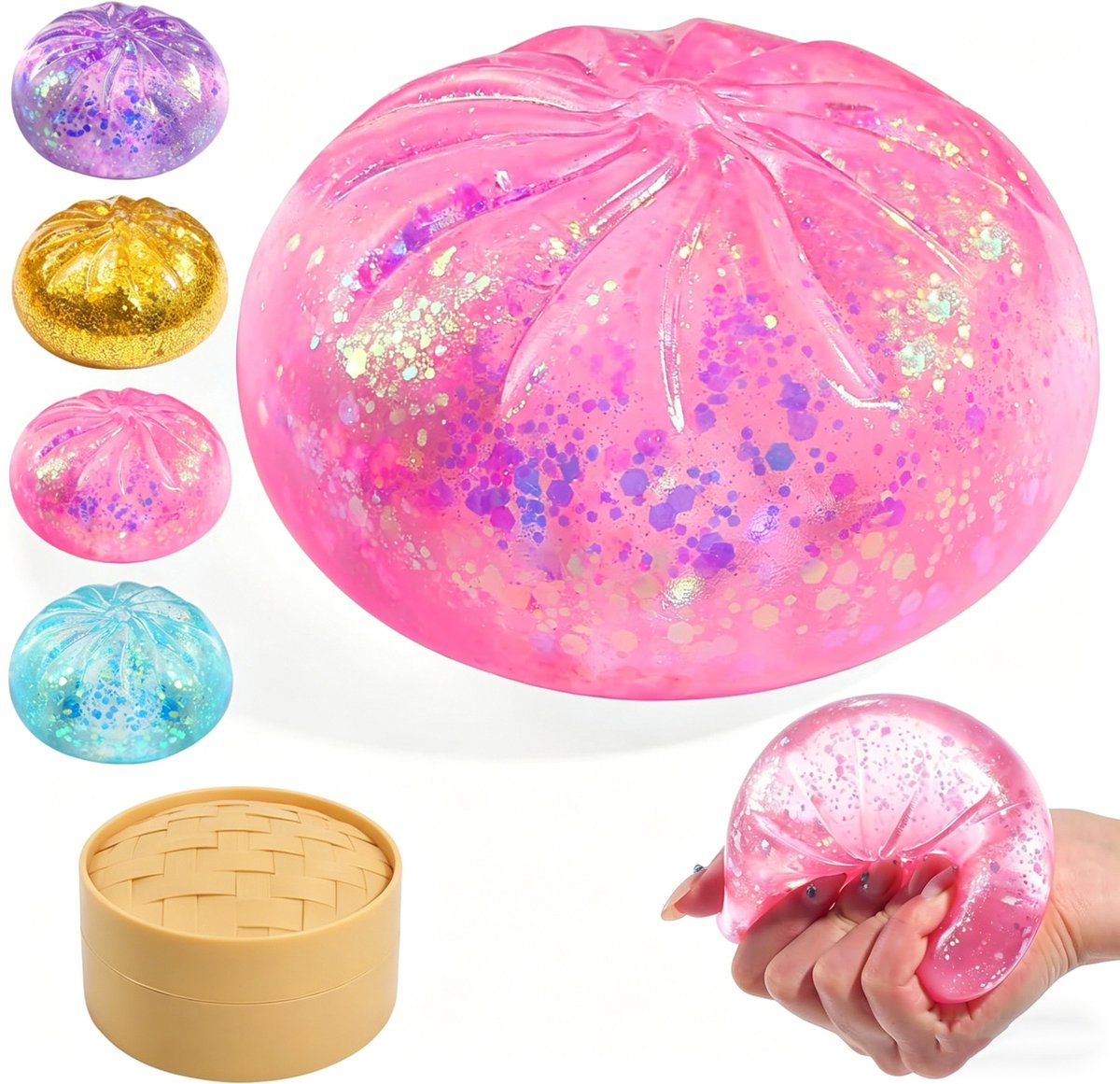 1Pcs Dumpling Squishy Toy - Mystery Squishy Toy Dumpling Sensory Fidget Toy - Dumplings Squishes for Adults Teens Squeeze Easter Basket Stuffers & Stocking Stuff Smiling (Willekeurige kleur)