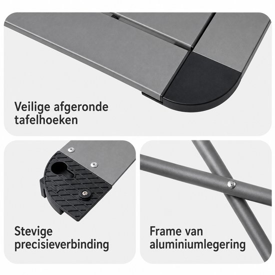 Naturehike Yamami L03 Opvouwbare Campingtafel - 7075 Aluminiumlegering - Lichtgewicht Outdoor Tafel - Grijs - Large van Naturehike — afbeelding 2