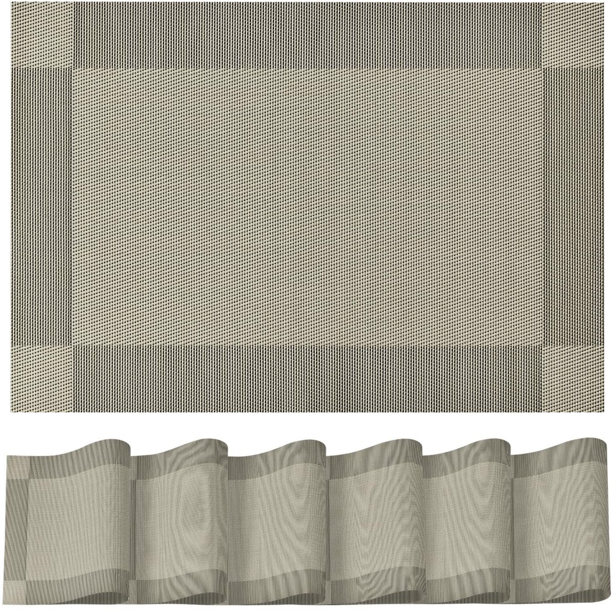 Jhubersproducts - Set van 6 Antislip Placemats - Afveegbare en Wasbare Tafeldecoratie - Teal Goud - Ideaal voor Eettafel en Feestjes - Hoogwaardig Pol