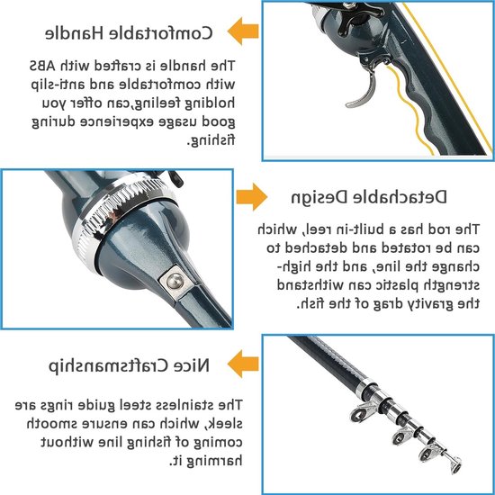 Vouwbare geïntegreerde visstok met gesloten molen, draagbaar en antislip, ideaal voor reizen en vissen — afbeelding 4