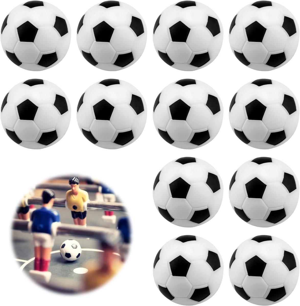 Set van 12 Vervangende Tafelvoetbalballen, 32 mm Hars Ballen voor Tafelvoetbal en Decoratie, Ideaal voor Wedstrijden en Spellen