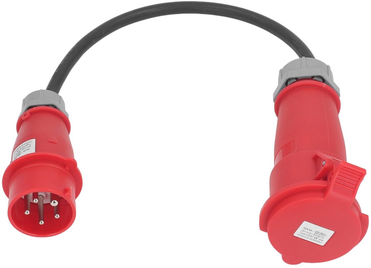Jhubersproducts - CEE Adapter 32a Vrouwelijk naar 16a Mannelijk - Hoogwaardige kwaliteit - Geschikt voor Buitengebruik - Versterkte verbinding - Veili