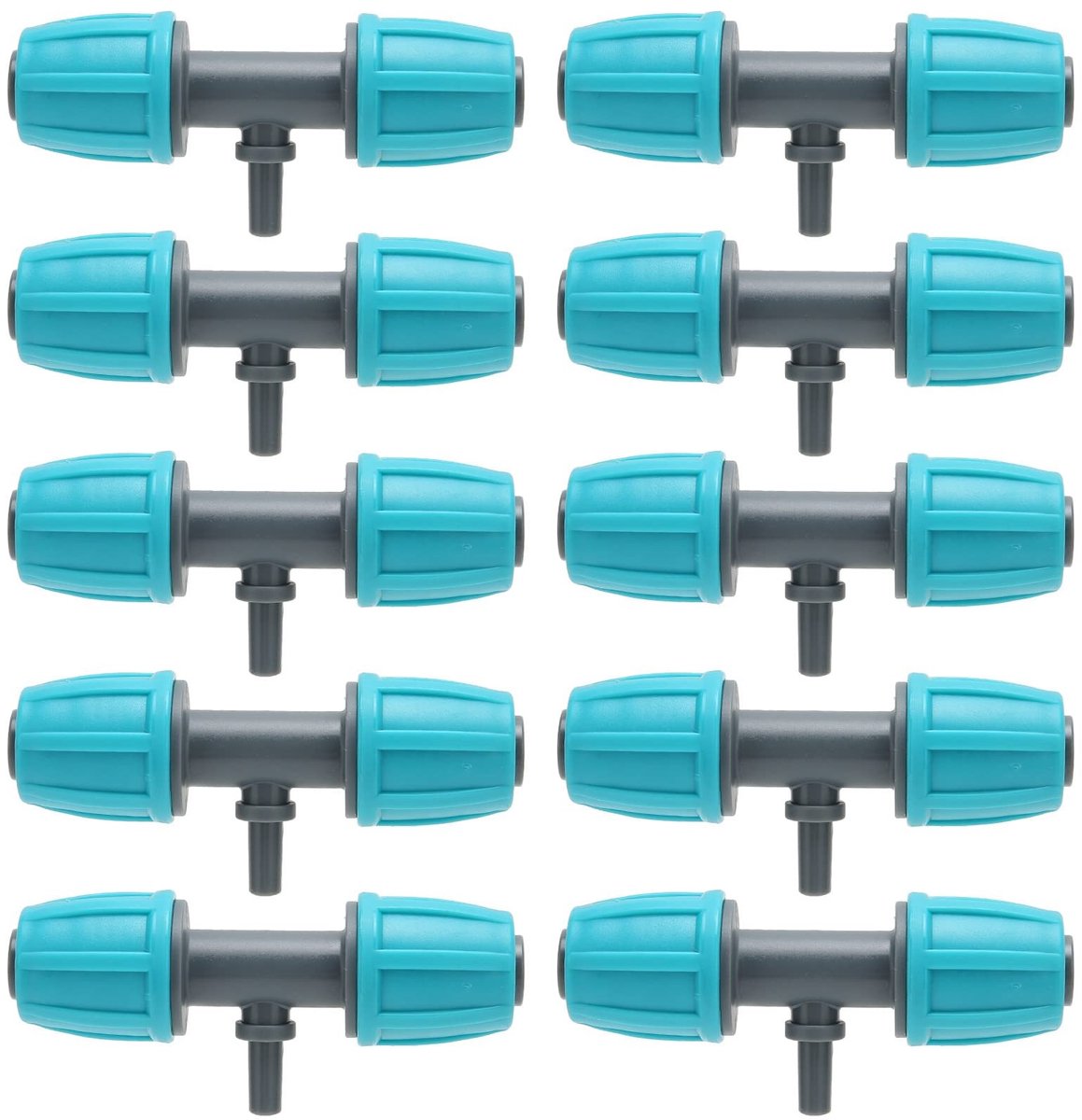 Jhubersproducts - Druppelirrigatie Tee Fittings - 16 mm tot 4/7 - Voor eenvoudig aansluiten van slangen - 10 Stuks - Geschikt voor tuin en kassen - PE