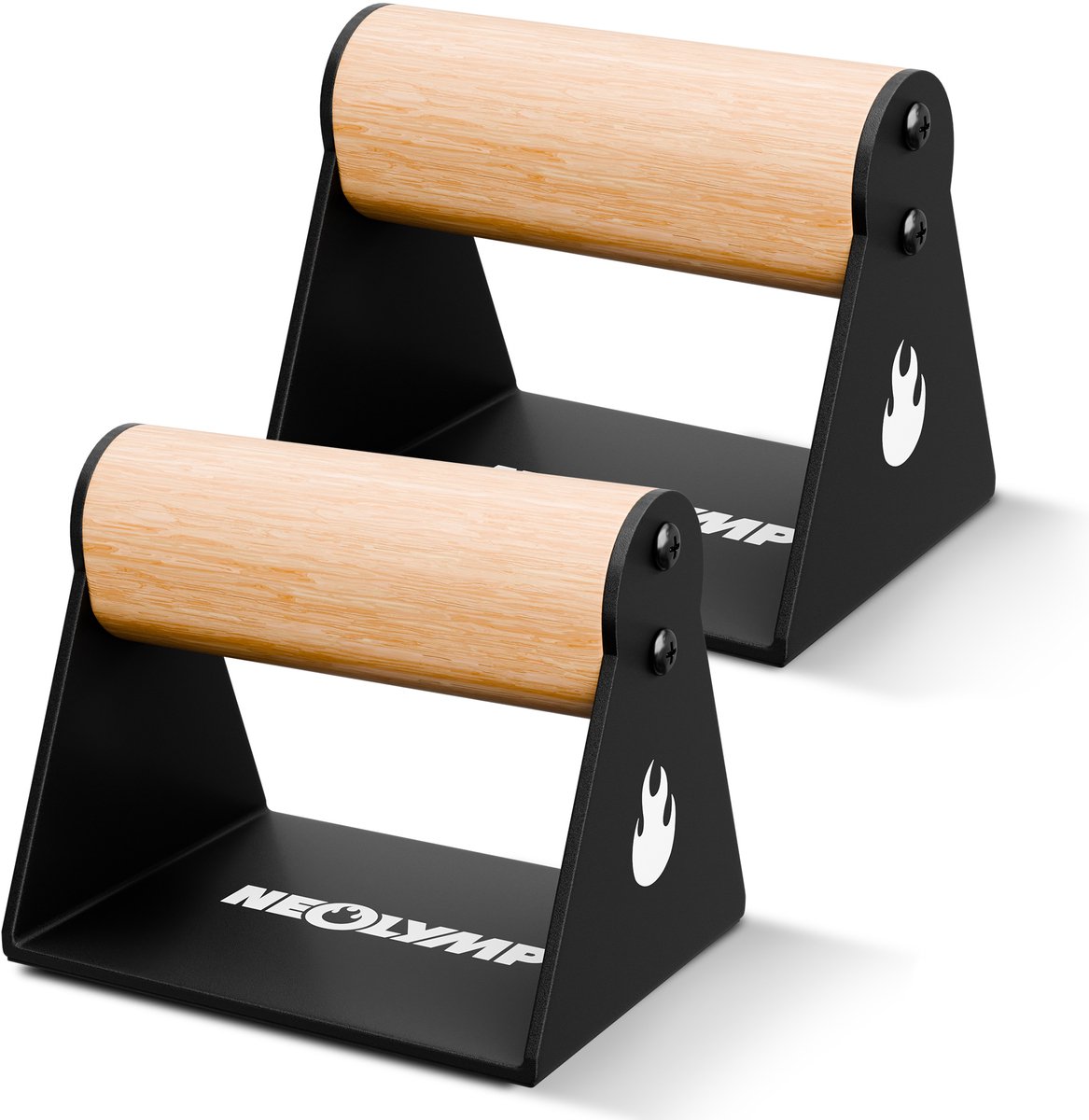 NEOLYMP 2-delig set polsvriendelijke houten opdruksteunen met calisthenics-oefeningen