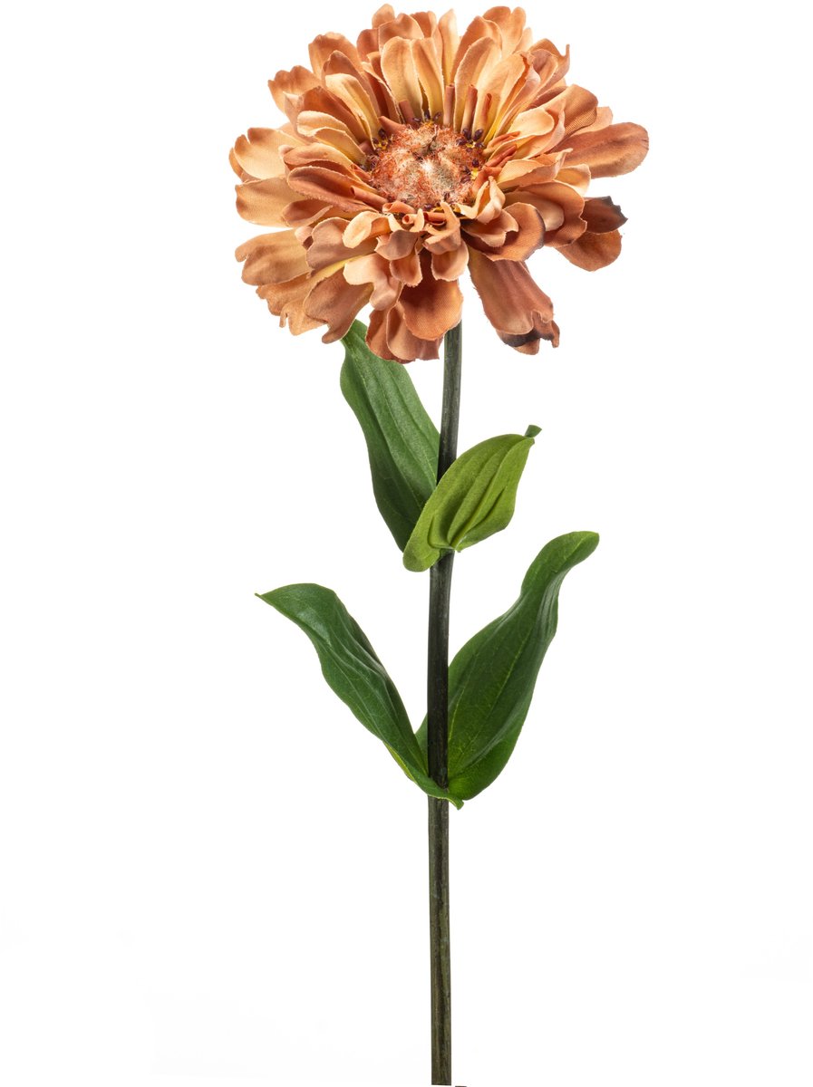 Kunstbloem Zinnia Perzik - Realistisch & Decoratief - Zonder onderhoud