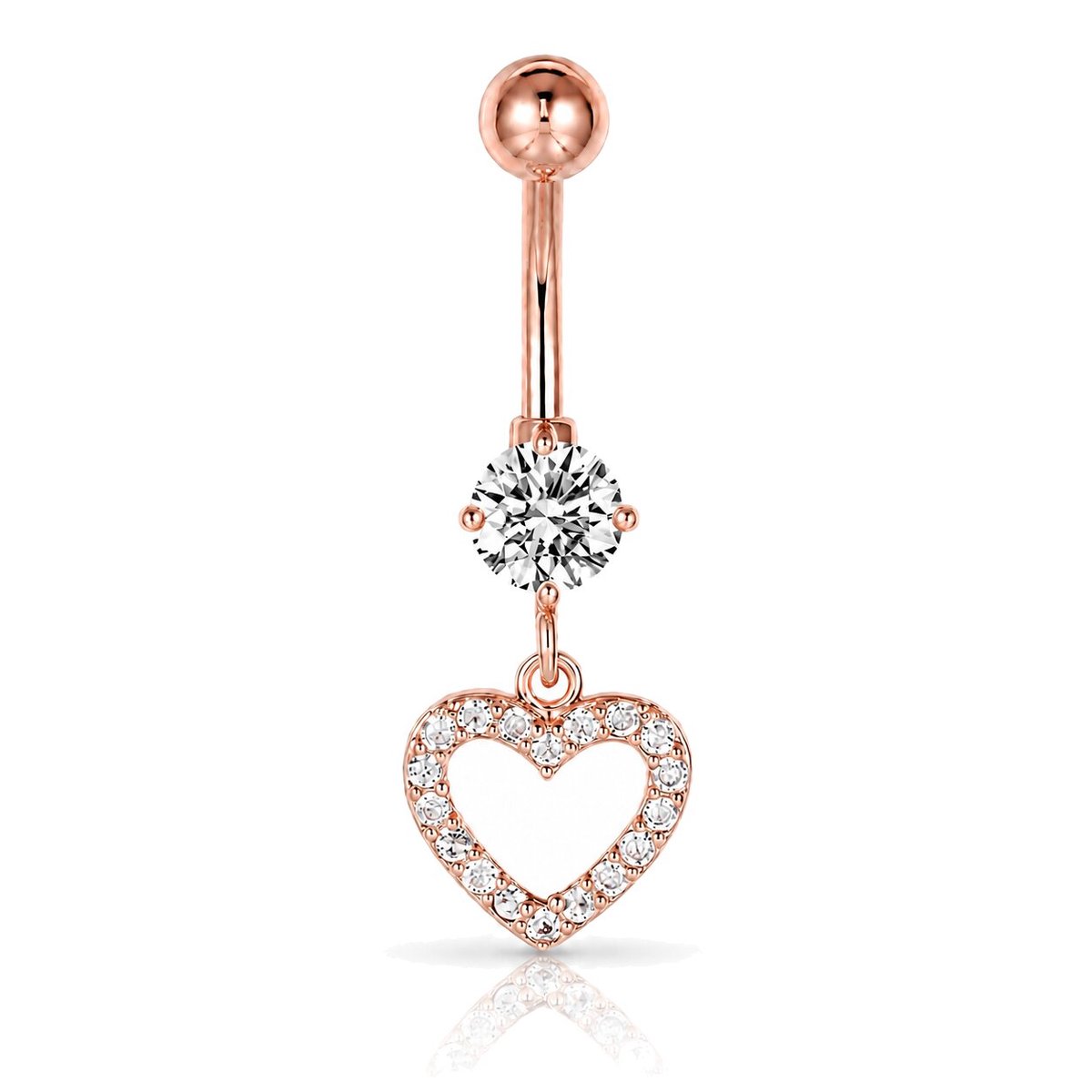 Cilla Navelpiercing met Hart Hangertje Rosegoudkleurig