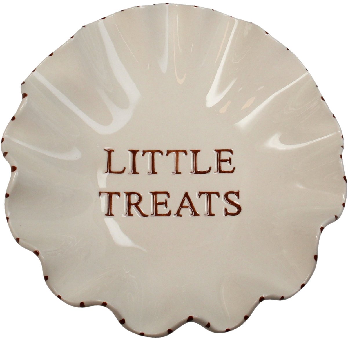 Kersten - schaaltje met opschrift 'Little Treats' - dolomiet - ivoorkleurig - 16.5x16x5.5cm