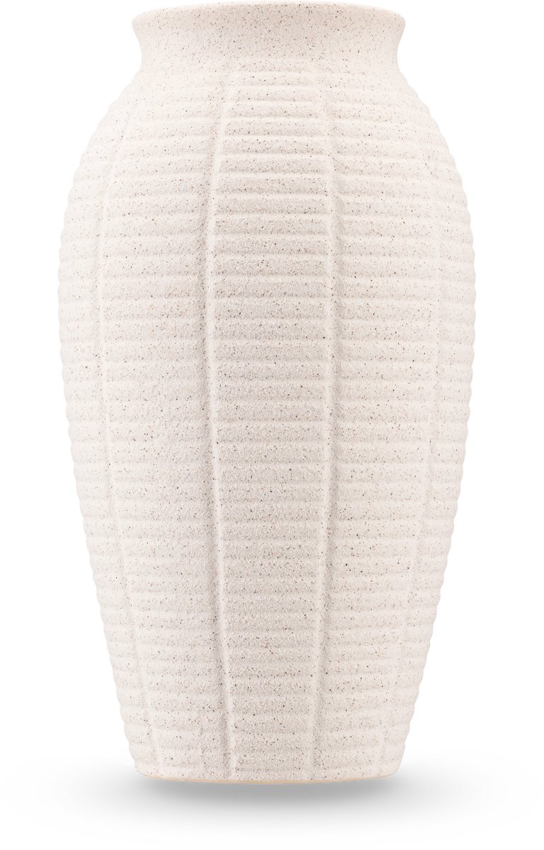 Easyplants | Vaas Wild Petal 26 cm beige | Keramiek | Ovaal | beige | Japandi stijl | Design Vaas